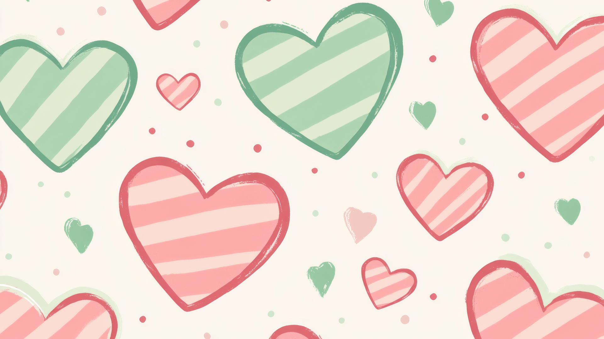preppy wallpaper with retro Valentine's Day pattern of pink and green hearts on pastel backgrounds