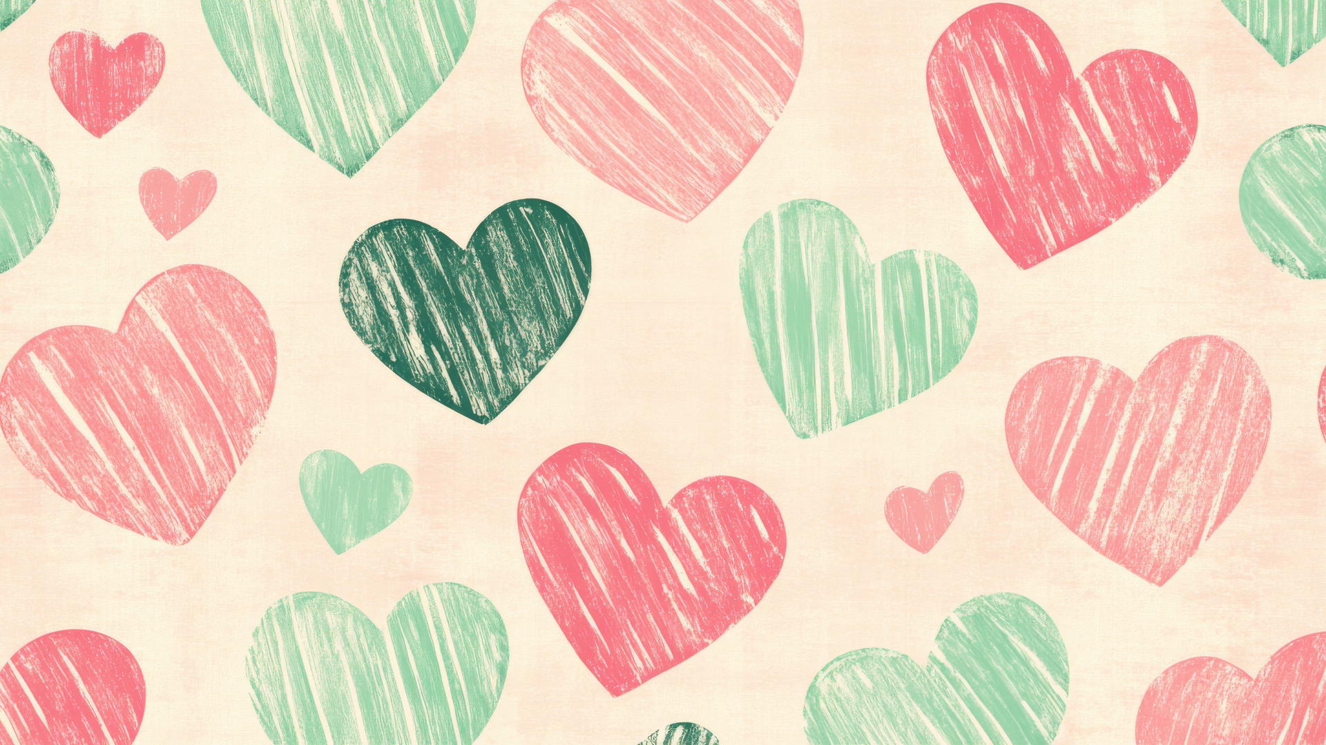 Retro Valentine's Day preppy wallpaper with pink and green hearts