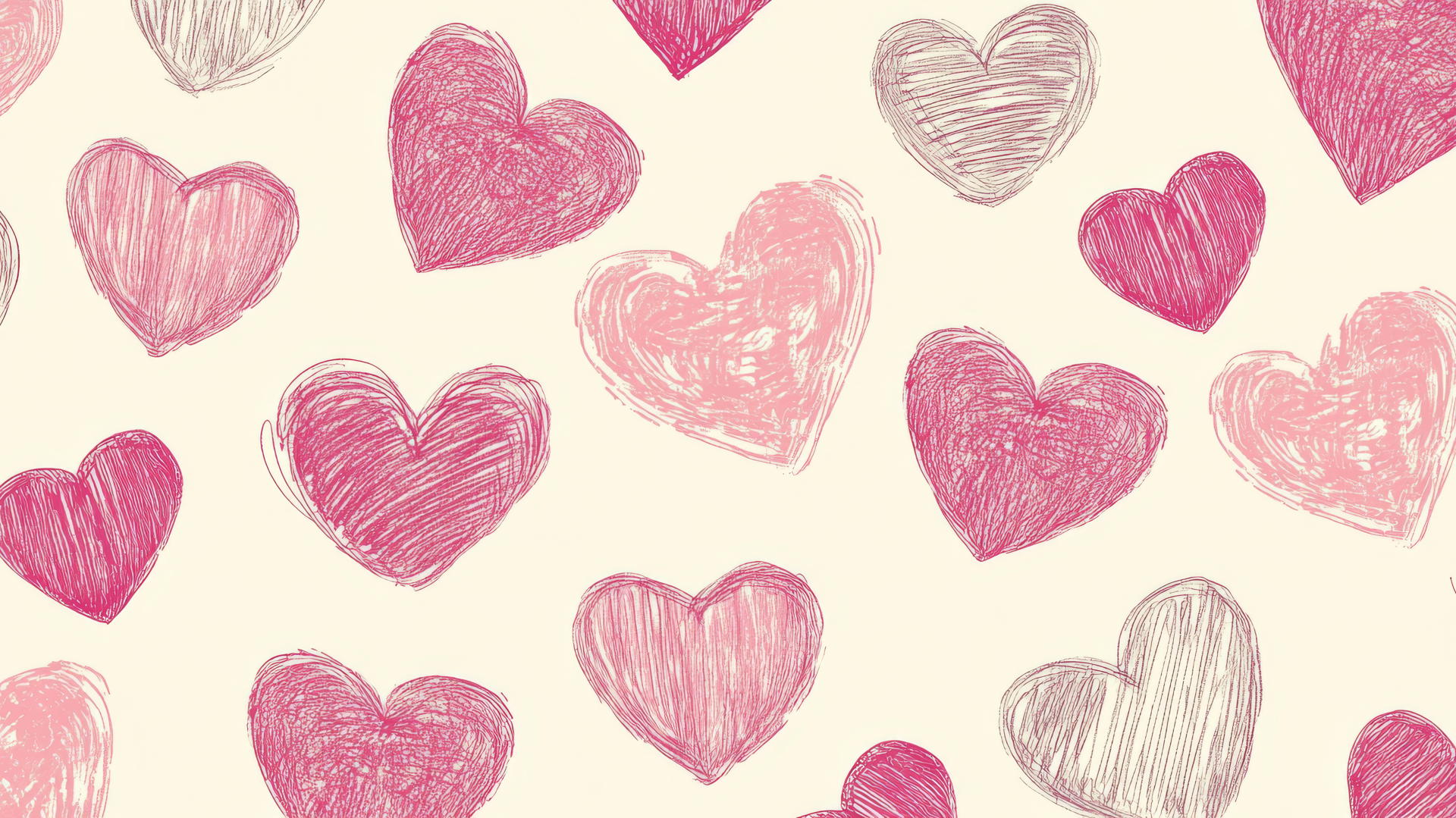 pink preppy wallpaper of seamless pink hearts on cream background
