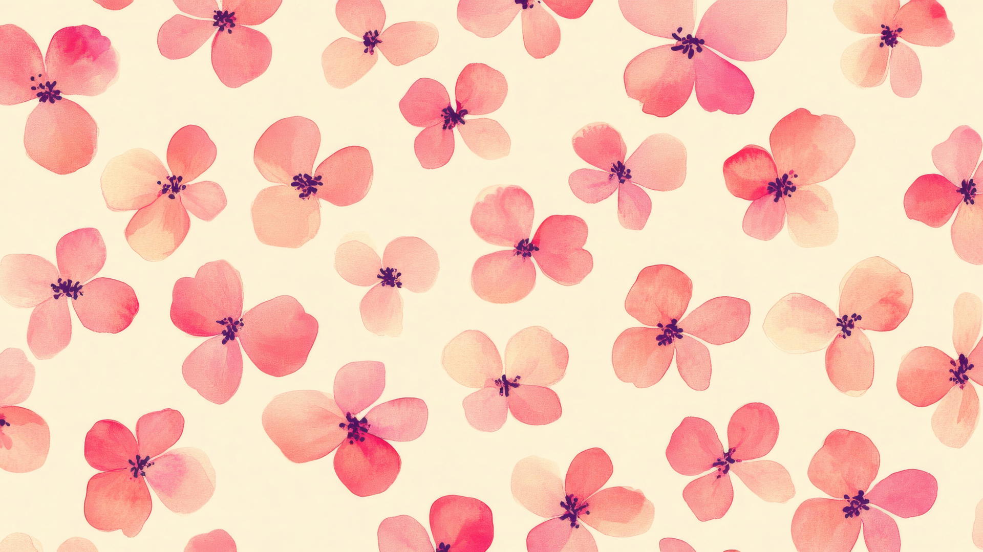 pink preppy wallpaper with small pink flowers on a cream background