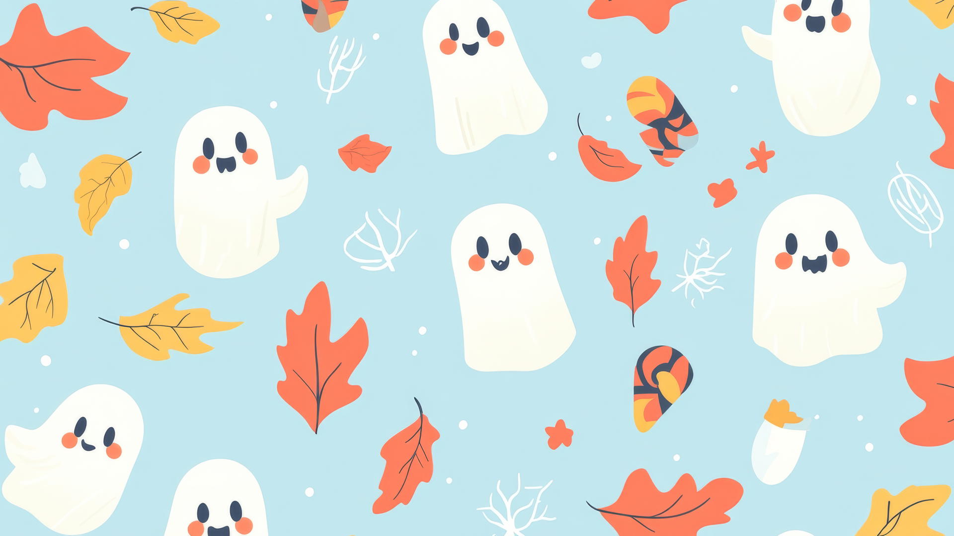 Preppy halloween wallpaper with cute ghosts and candy