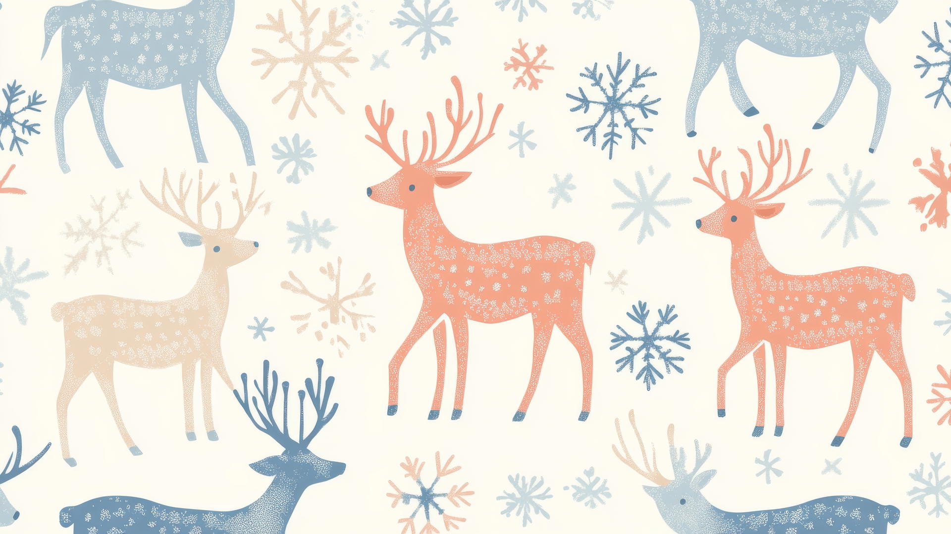 preppy winter wallpaper with Fair Isle-inspired pattern of reindeer and snowflakes in pastels