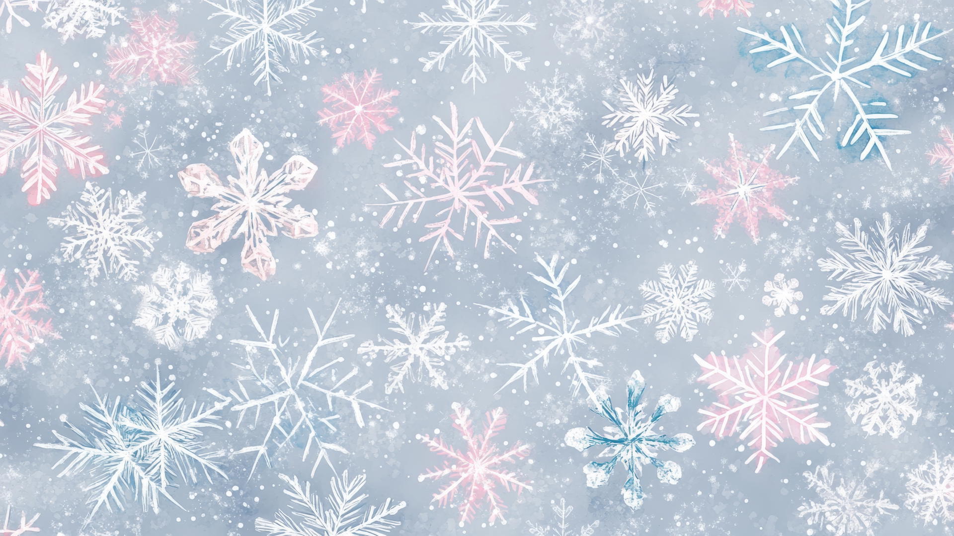 preppy winter wallpaper with pastel snowflakes and delicate icicles on soft gray