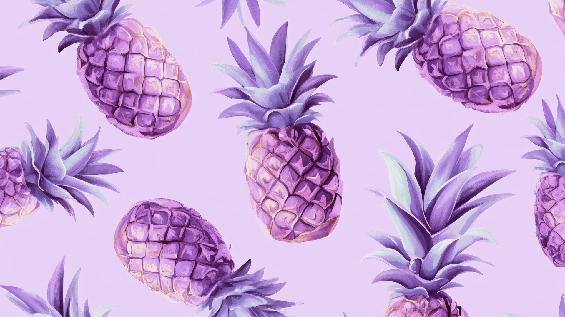 preppy purple wallpaper with pastel purple pineapples and mint green leaves on lavender background