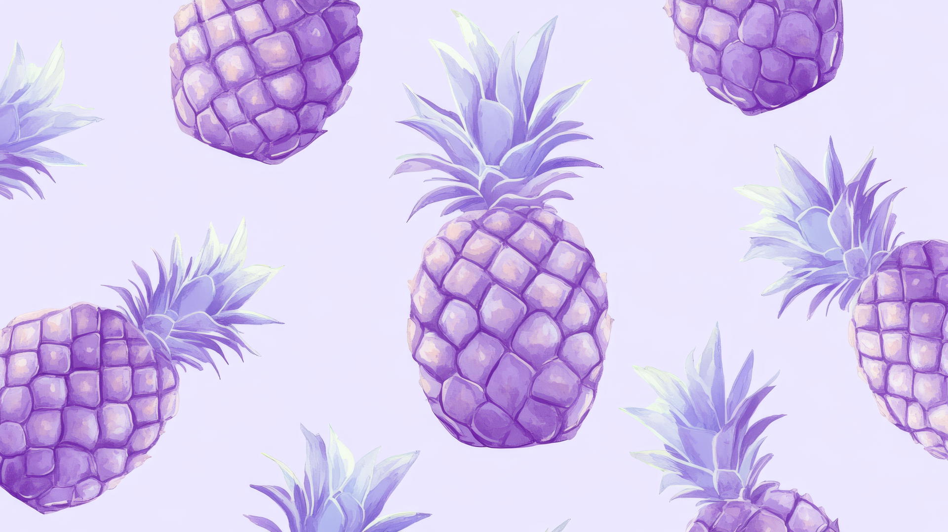 preppy purple wallpaper with pastel purple pineapples and mint green leaves on light lavender