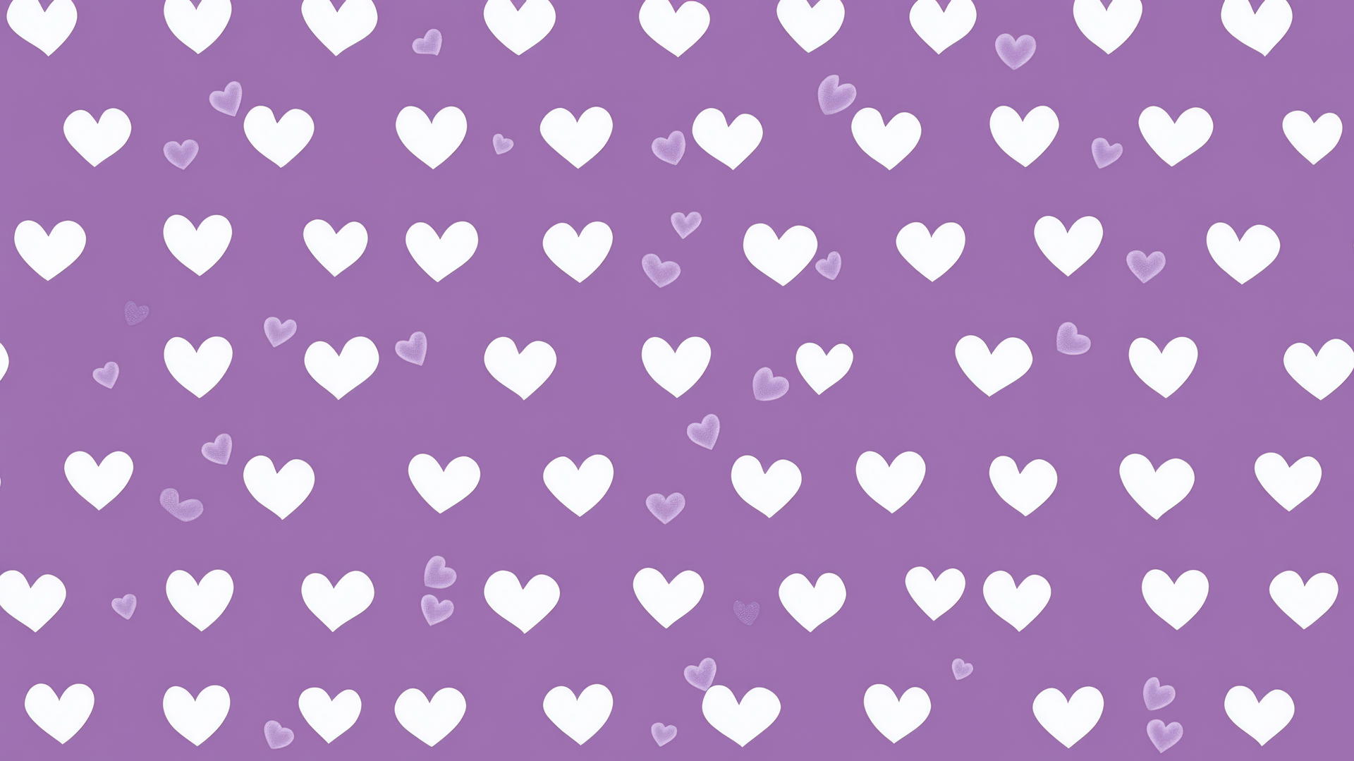 Preppy purple wallpaper with white polka dots and tiny lavender hearts