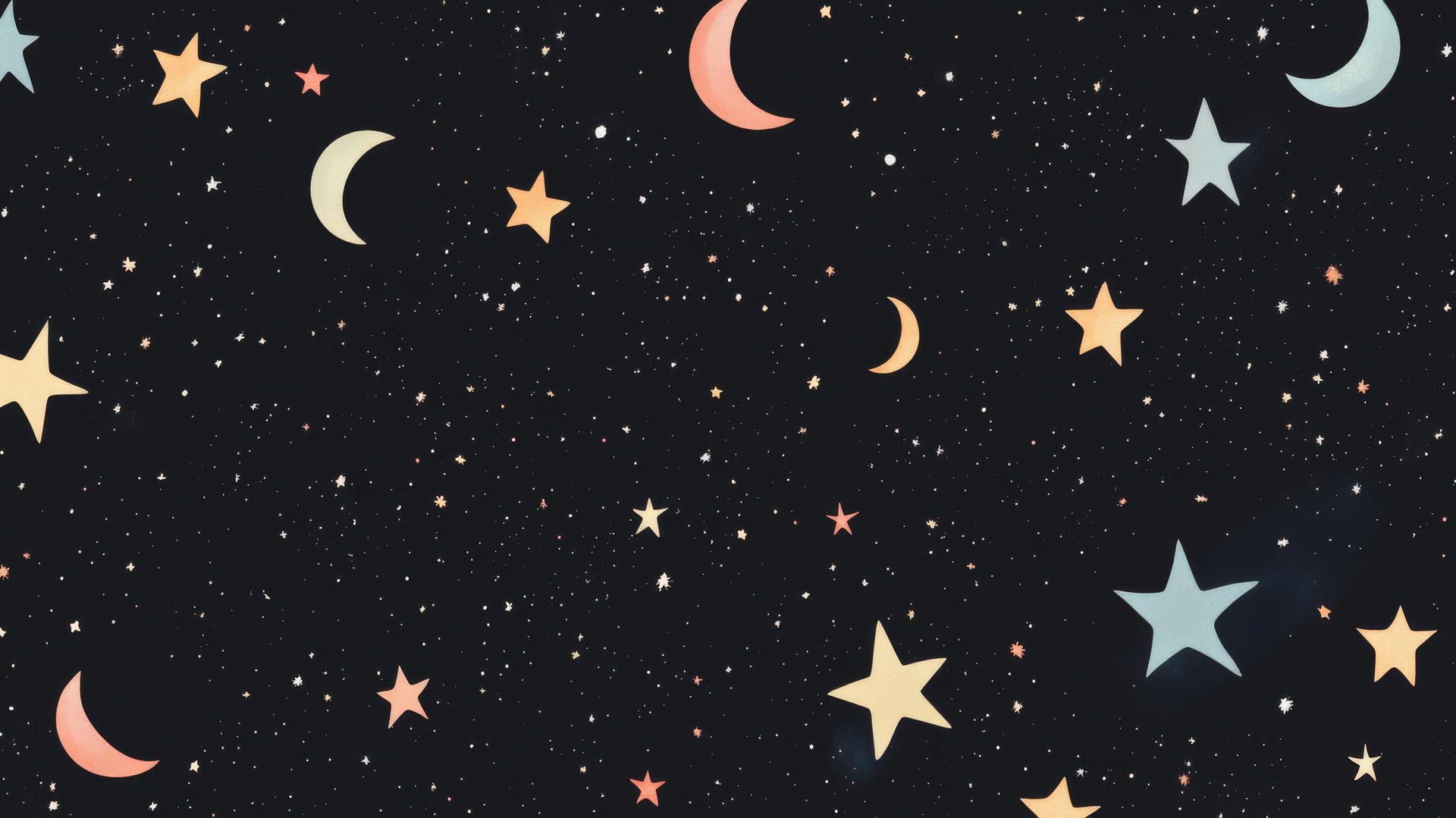 cute black wallpaper with tiny pastel stars and moons