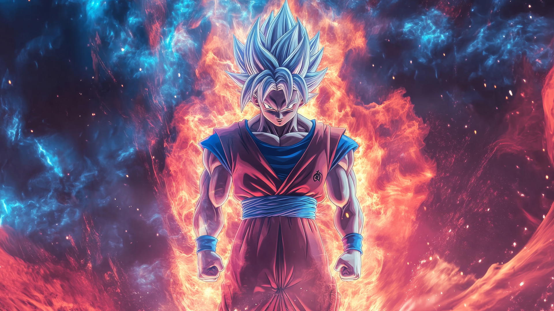 Goku Ultra Instinct wallpaper 4K: Goku standing before a massive energy wave with glowing aura