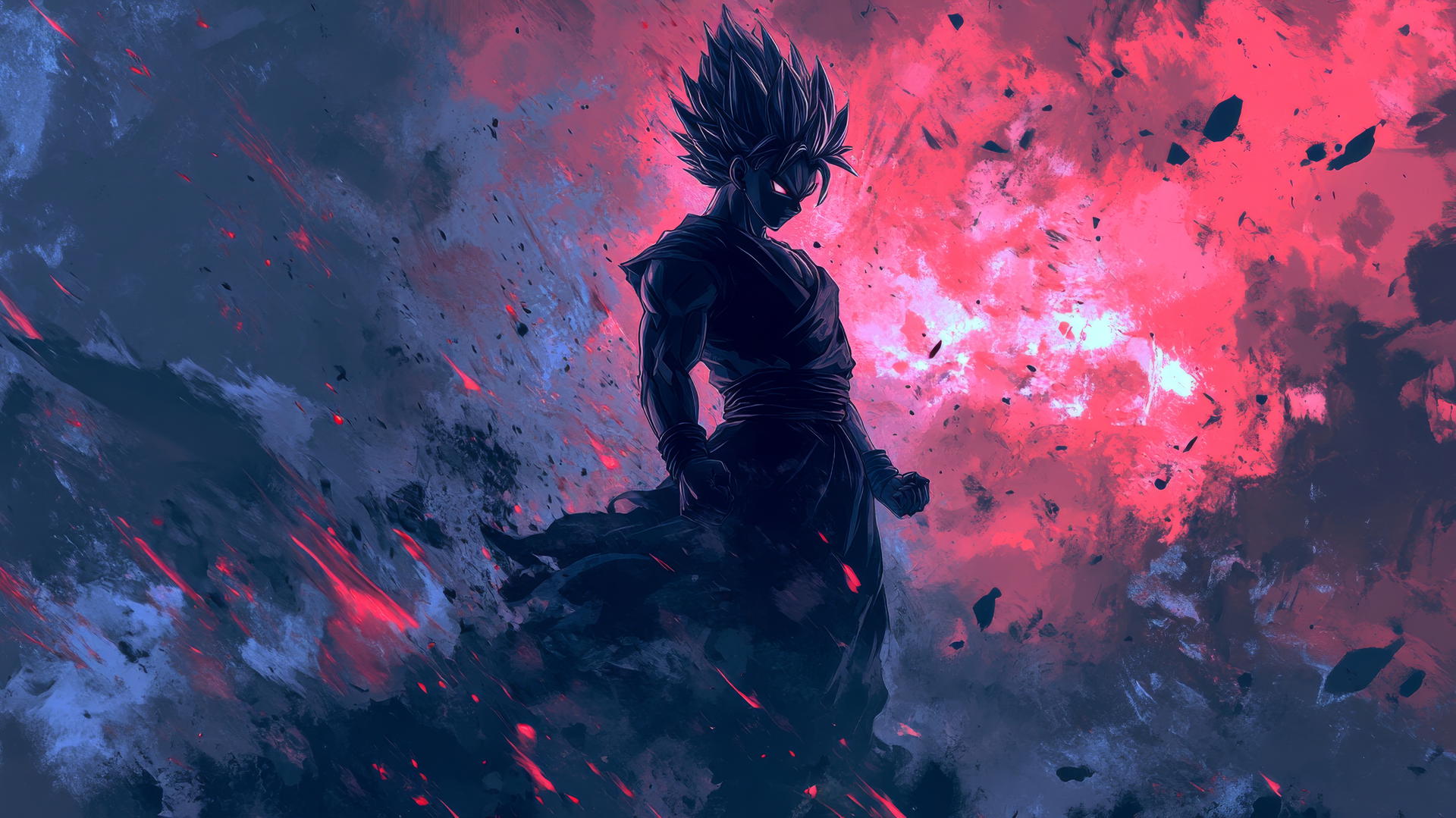 Goku Black with crossed arms, triumphant over defeated enemy, dark gritty palette, goku black wallpaper 4k