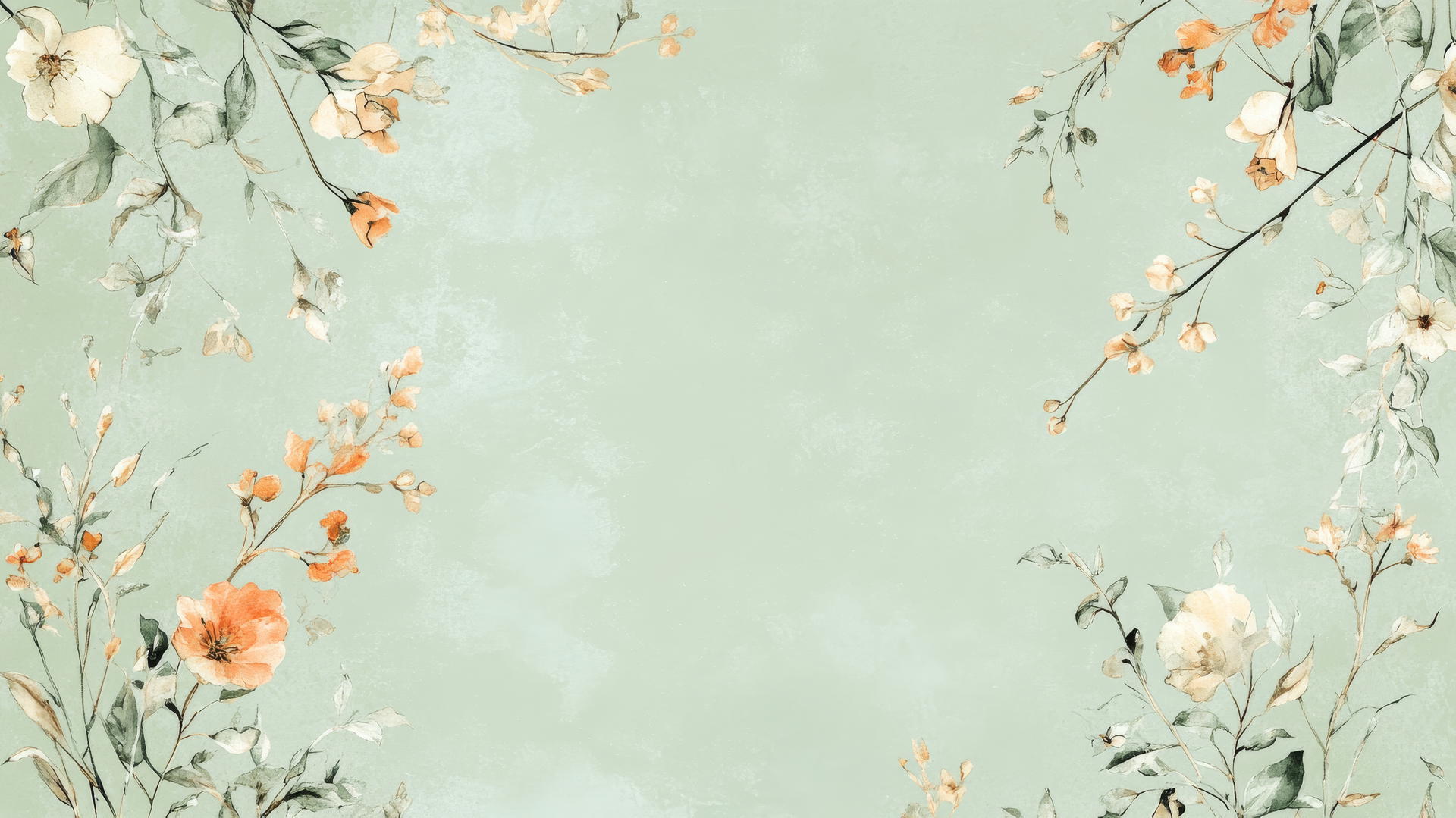aesthetic green wallpaper with hand-drawn botanical elements