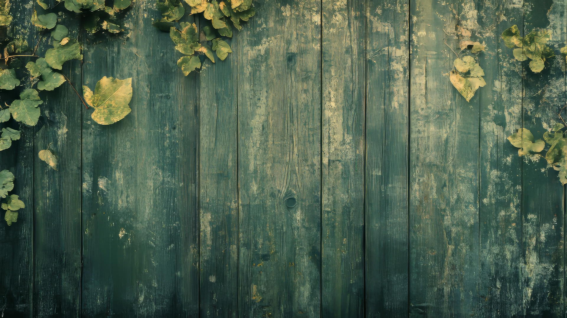 Rustic green aesthetic wallpaper with distressed wood and leafy patterns.