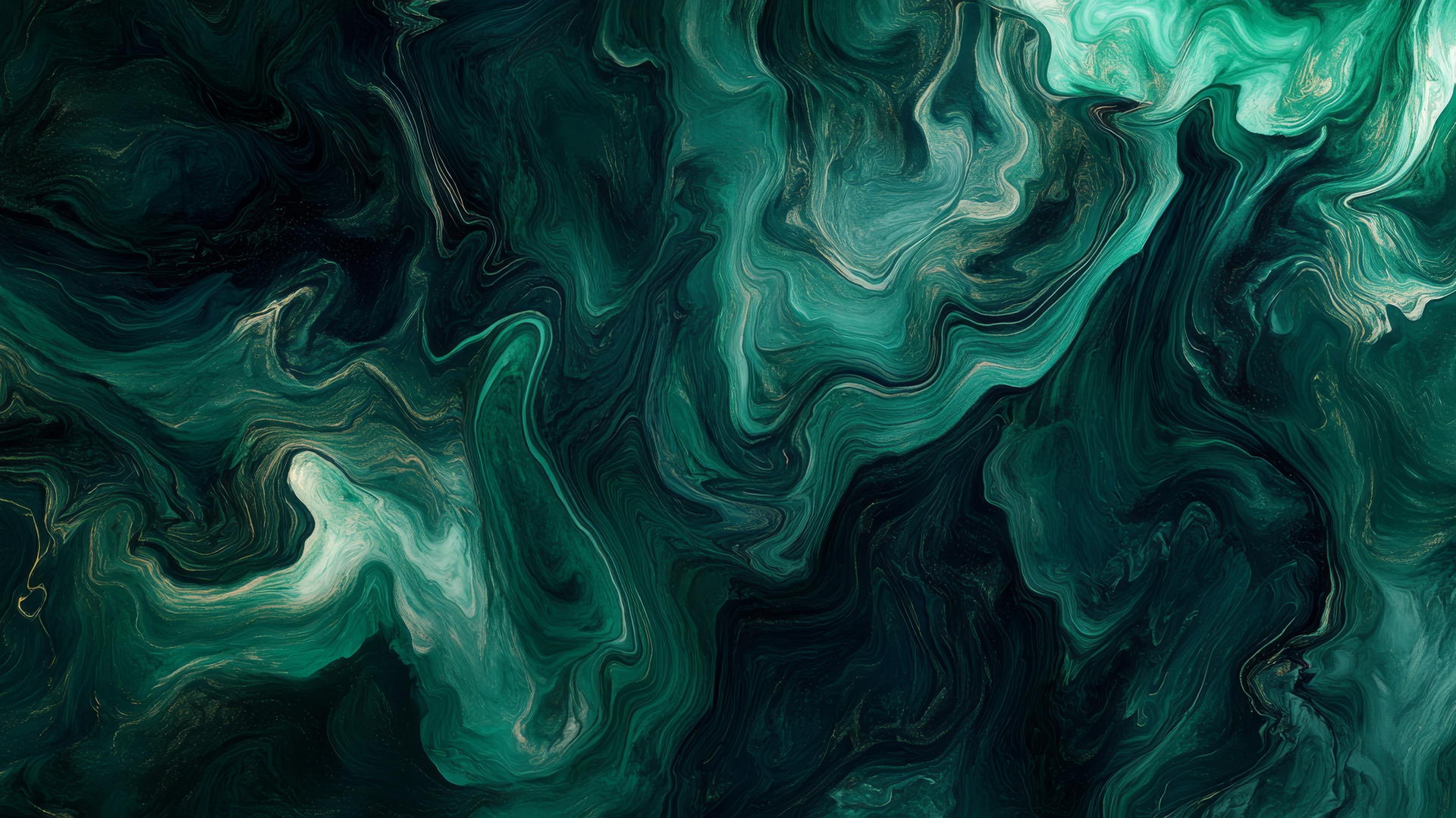 dark green wallpaper with swirling dark green and black ink creating a marbled effect