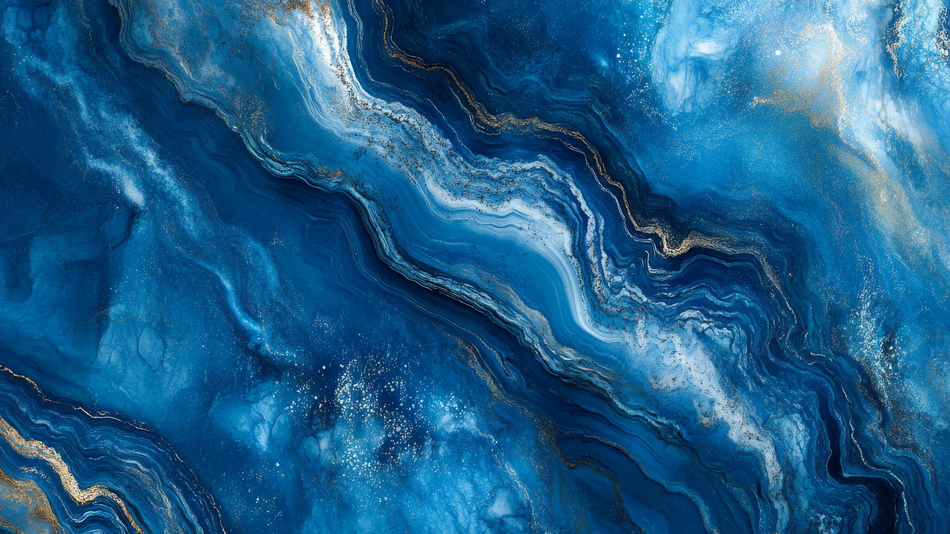 aesthetic blue wallpaper with luxurious marble swirl, white and silver veins