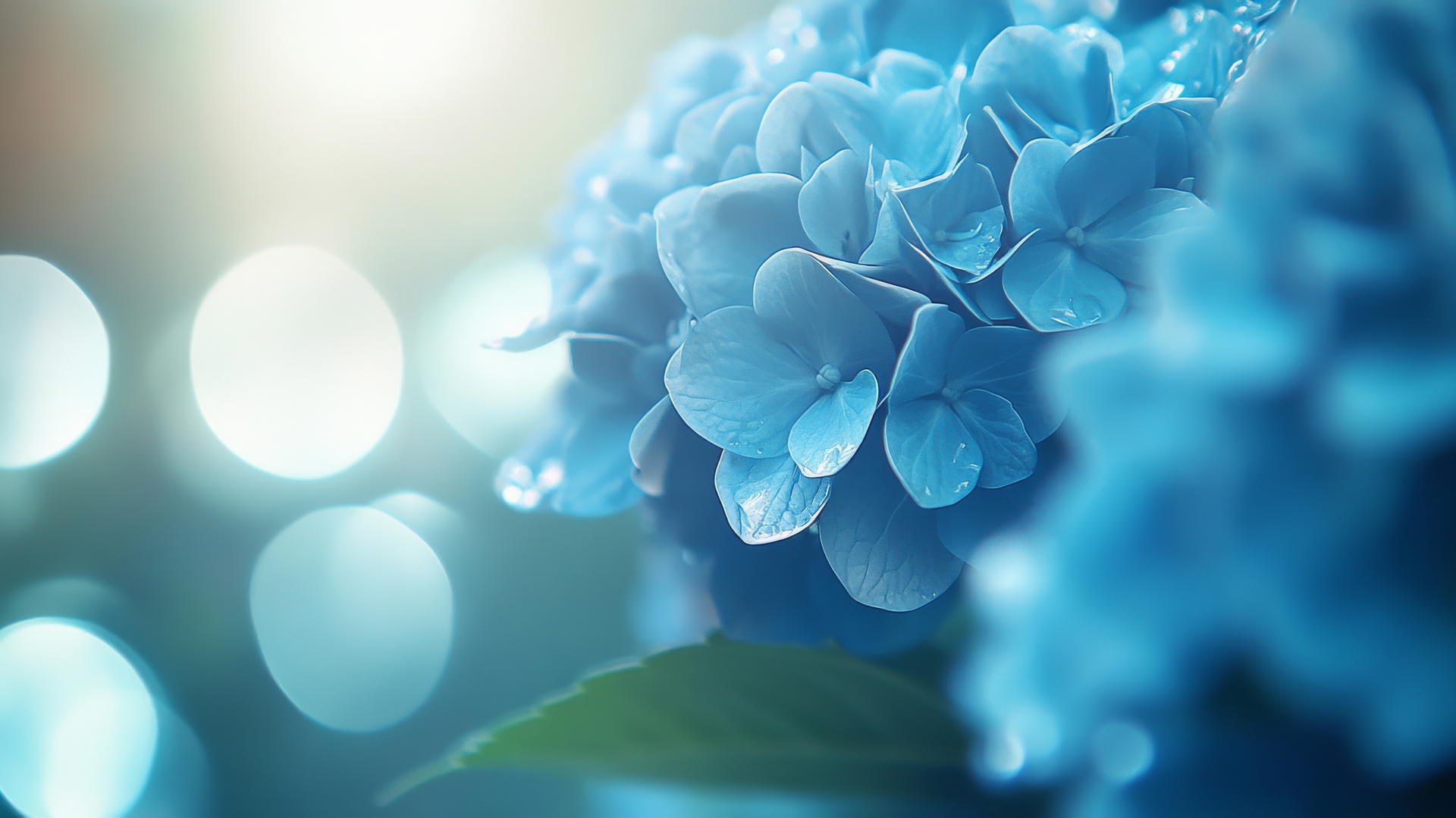 blue flower wallpaper featuring glowing blue hydrangea petals