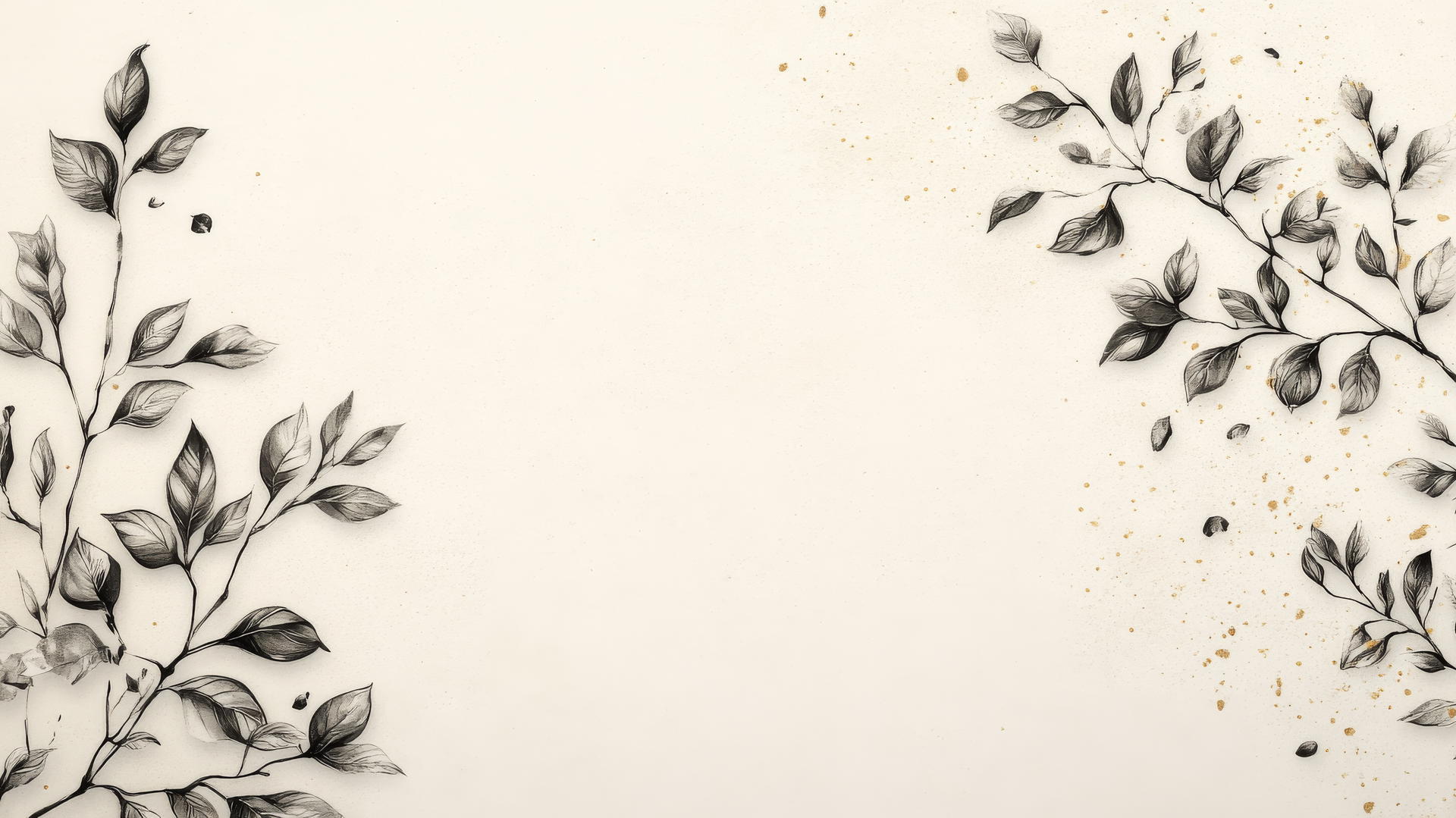 thanksgiving aesthetic wallpaper with monochrome ink autumn branches and gold accents