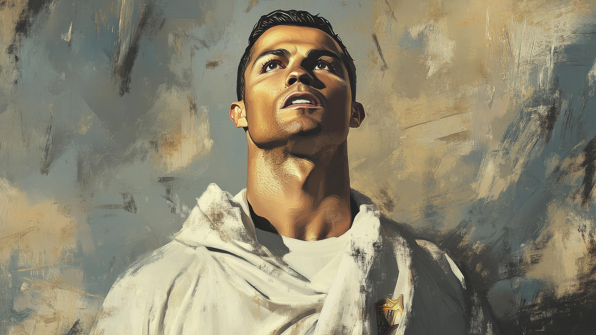 Cristiano Ronaldo 4k wallpaper in Renaissance-inspired oil painting