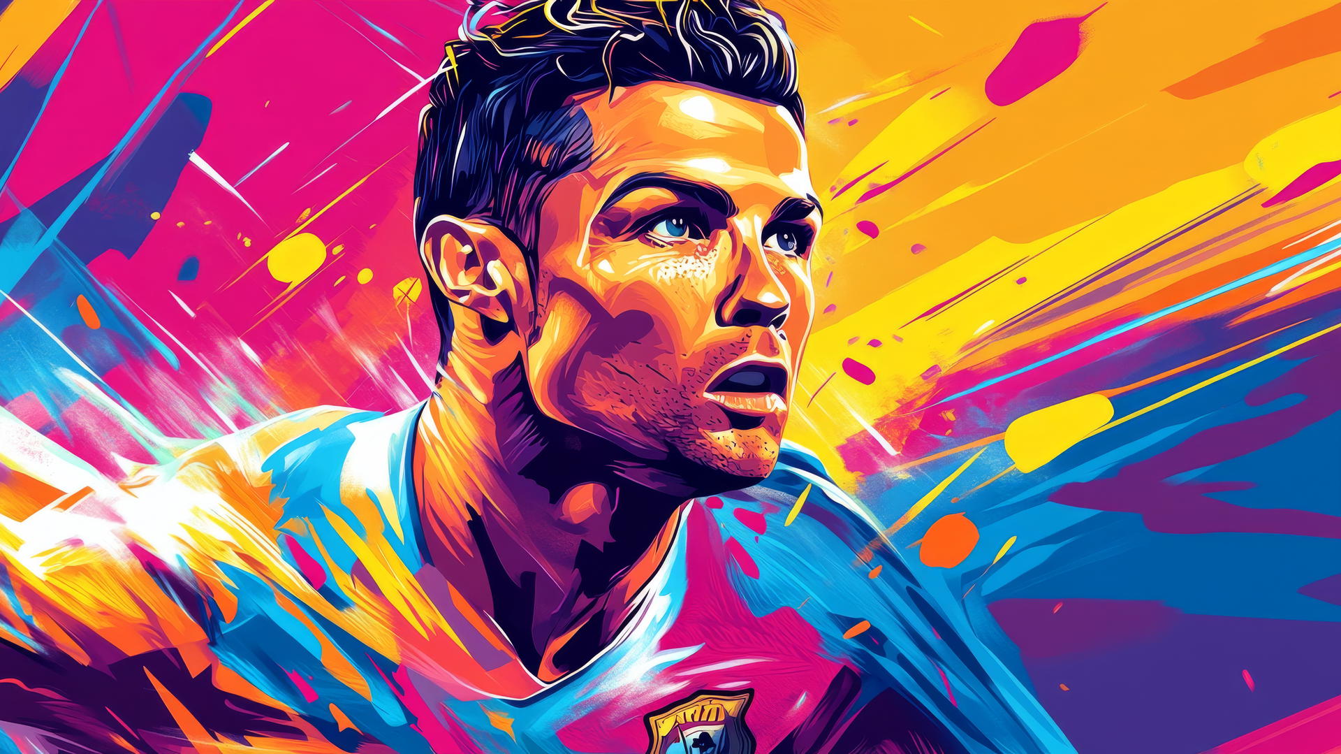 cool ronaldo wallpaper in comic book style with bold outlines and vibrant colors