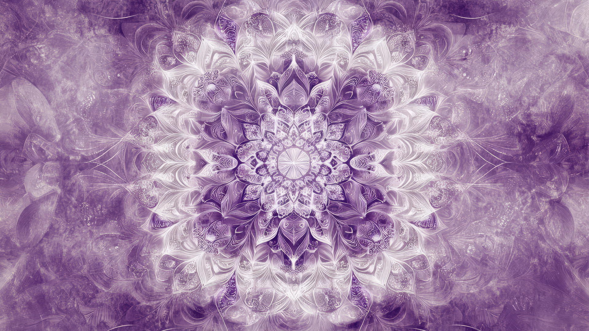 Intricate mandala with detailed patterns in soft purple shades, aesthetic purple wallpaper