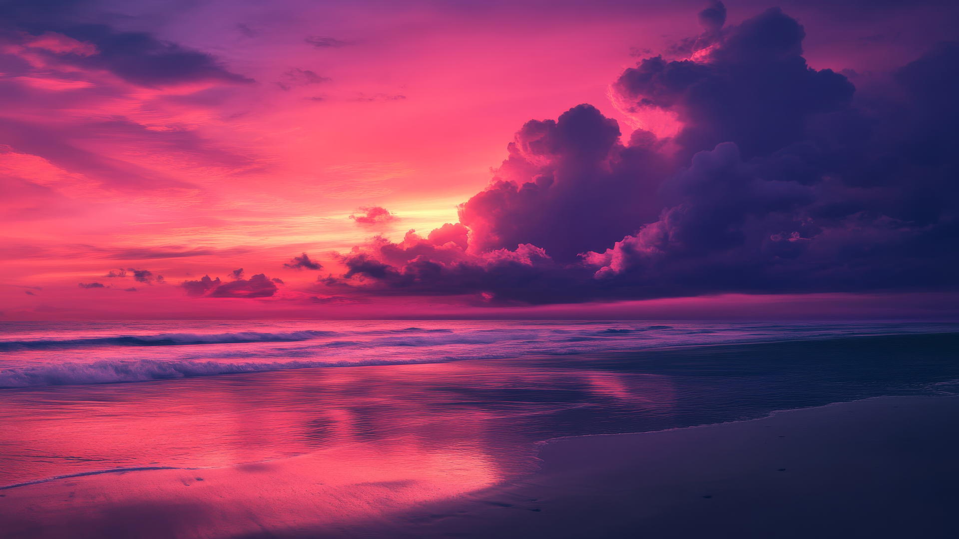 aesthetic beach wallpaper with rich sunset colors and softly glowing water