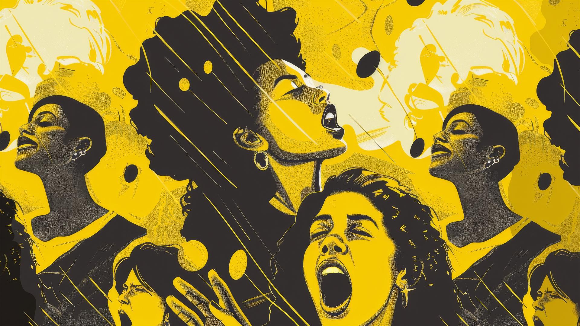Graphic poster for choral festival, yellow tones