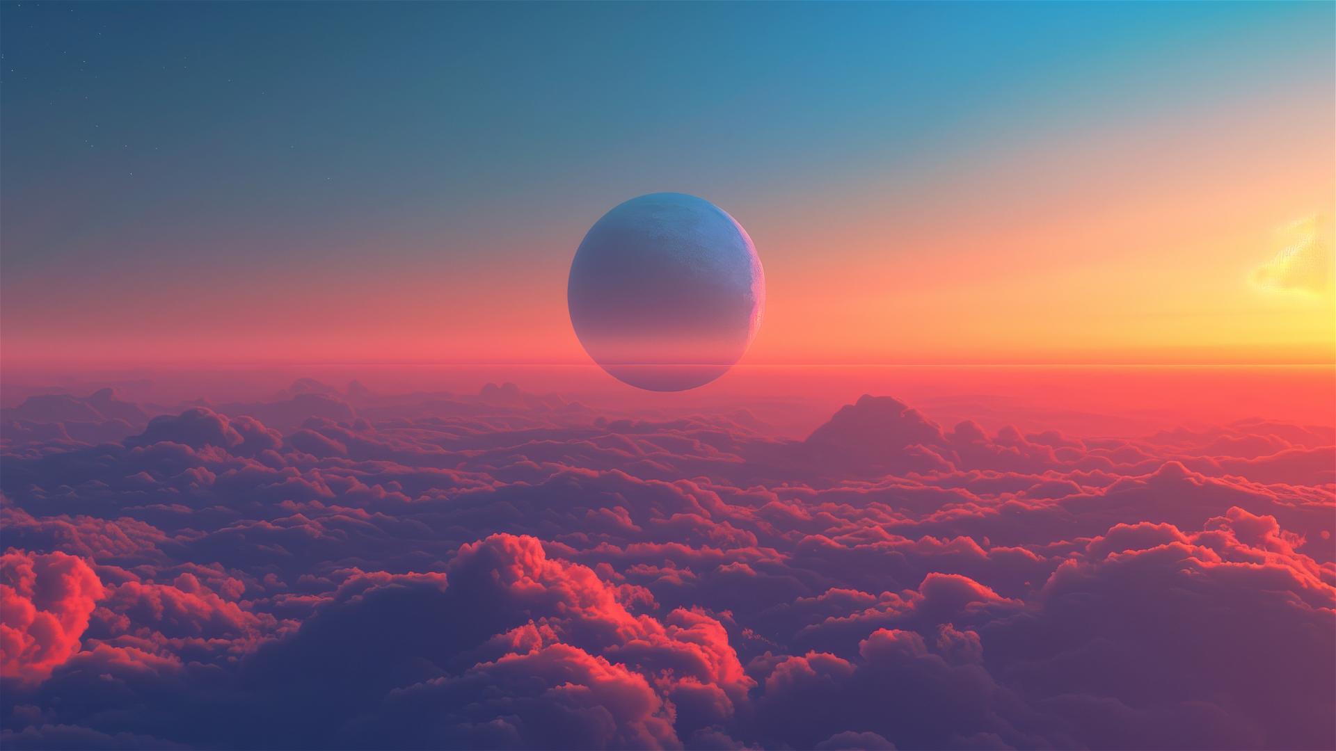 Modern minimalist object floating against a gradient sky