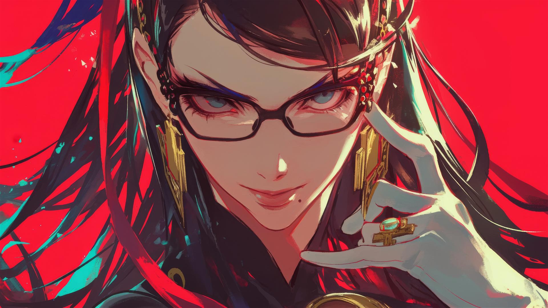 Bayonetta character art in dynamic pose