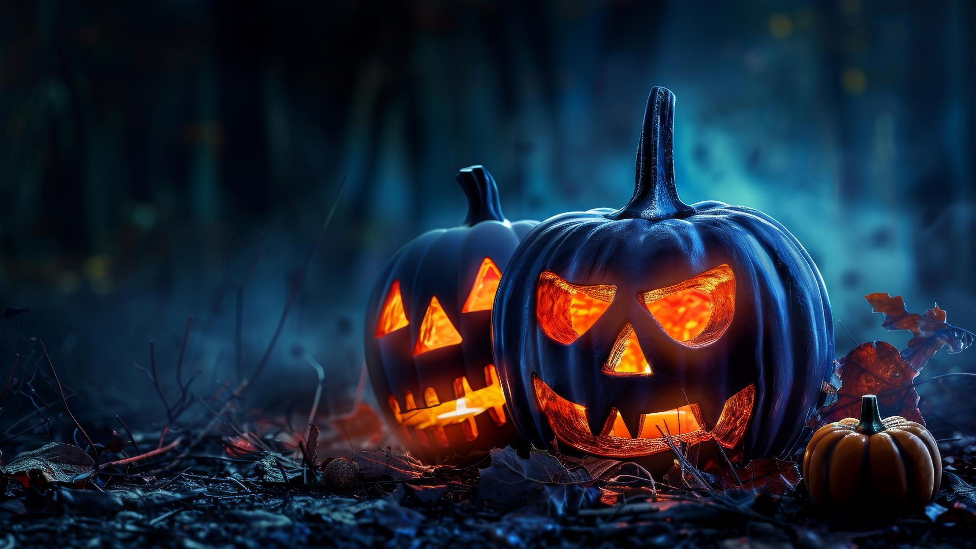 Halloween-themed background with spooky elements