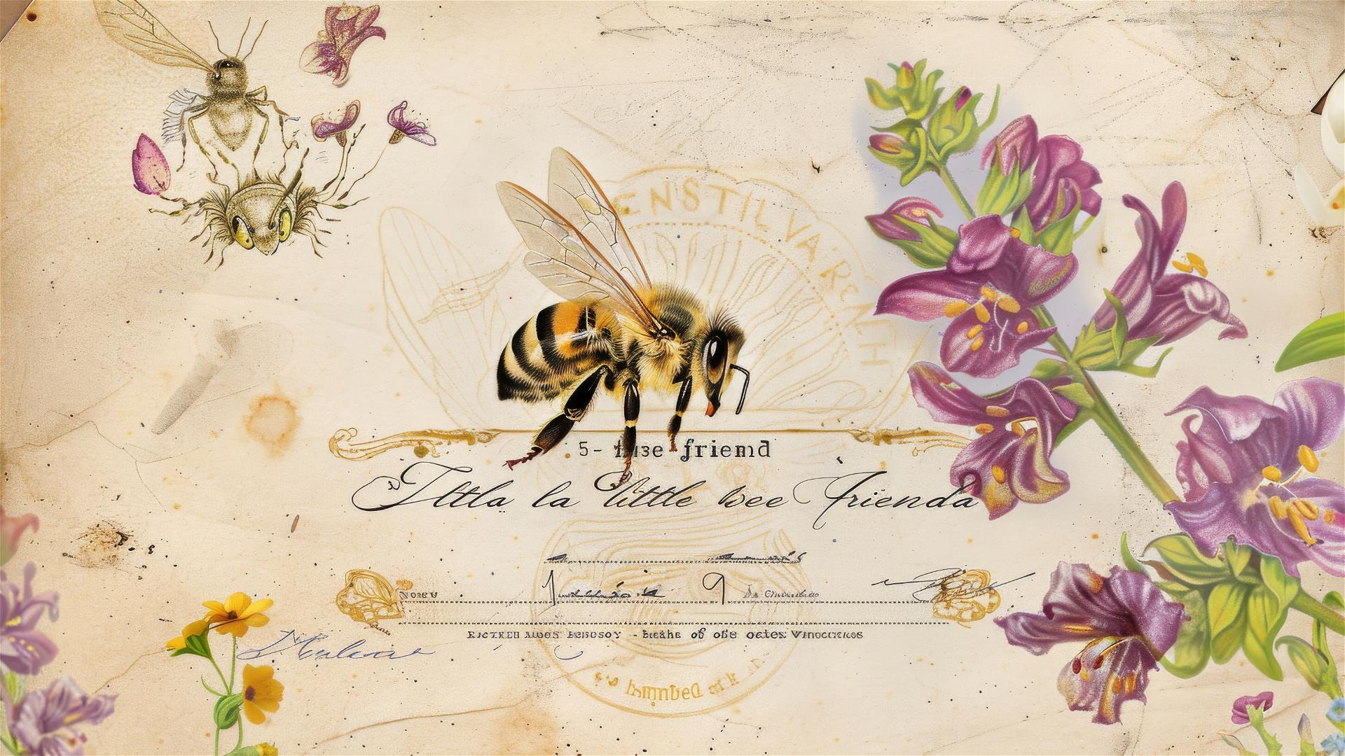 Illustration of a 'little bee friend' diploma for a child