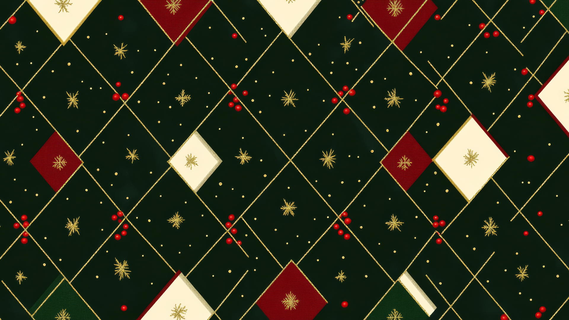 christmas wallpaper preppy with argyle pattern in red, green, white, and gold accents