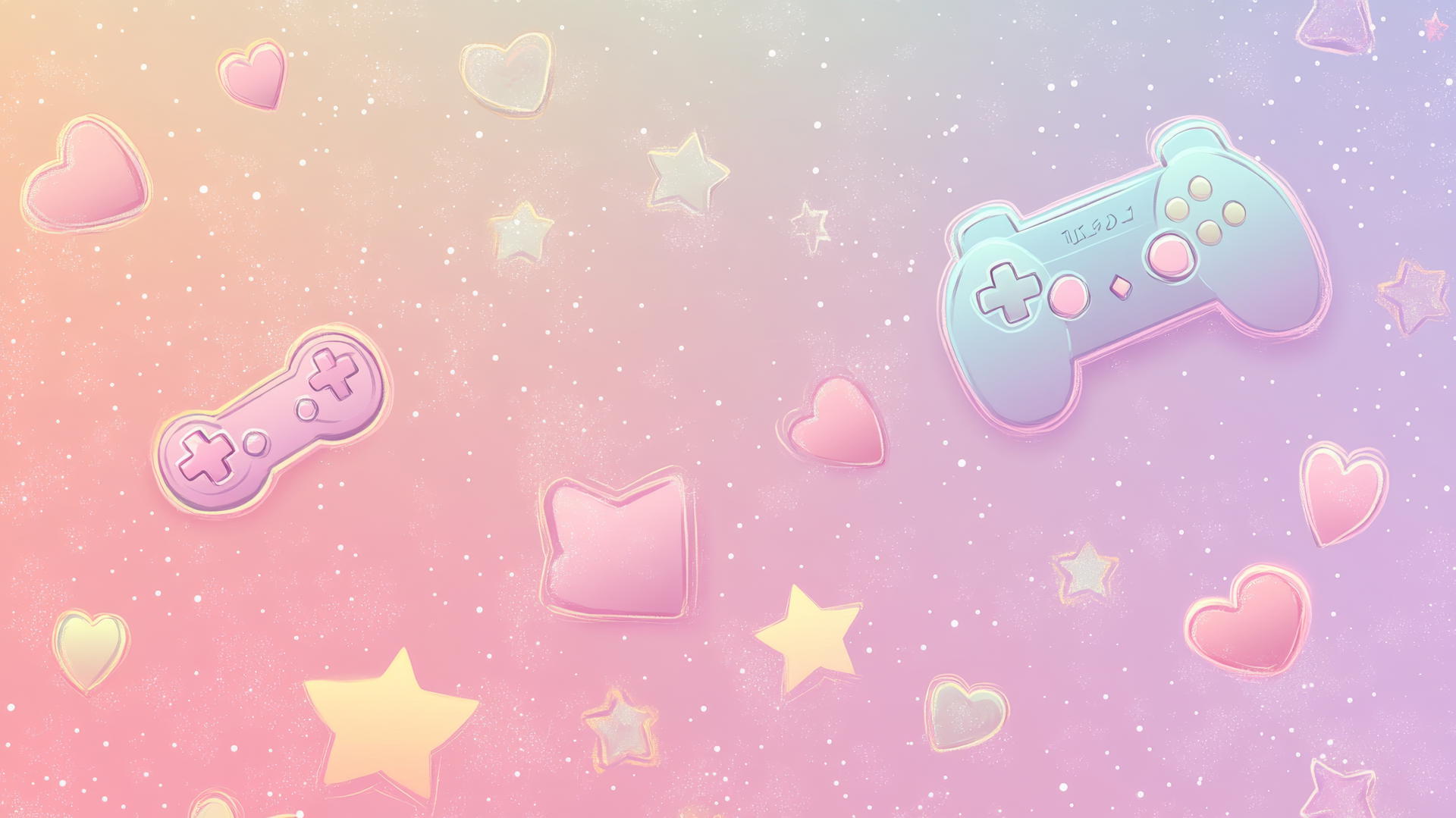 cute aesthetic wallpapers; retro gaming with pixelated hearts, stars, controllers