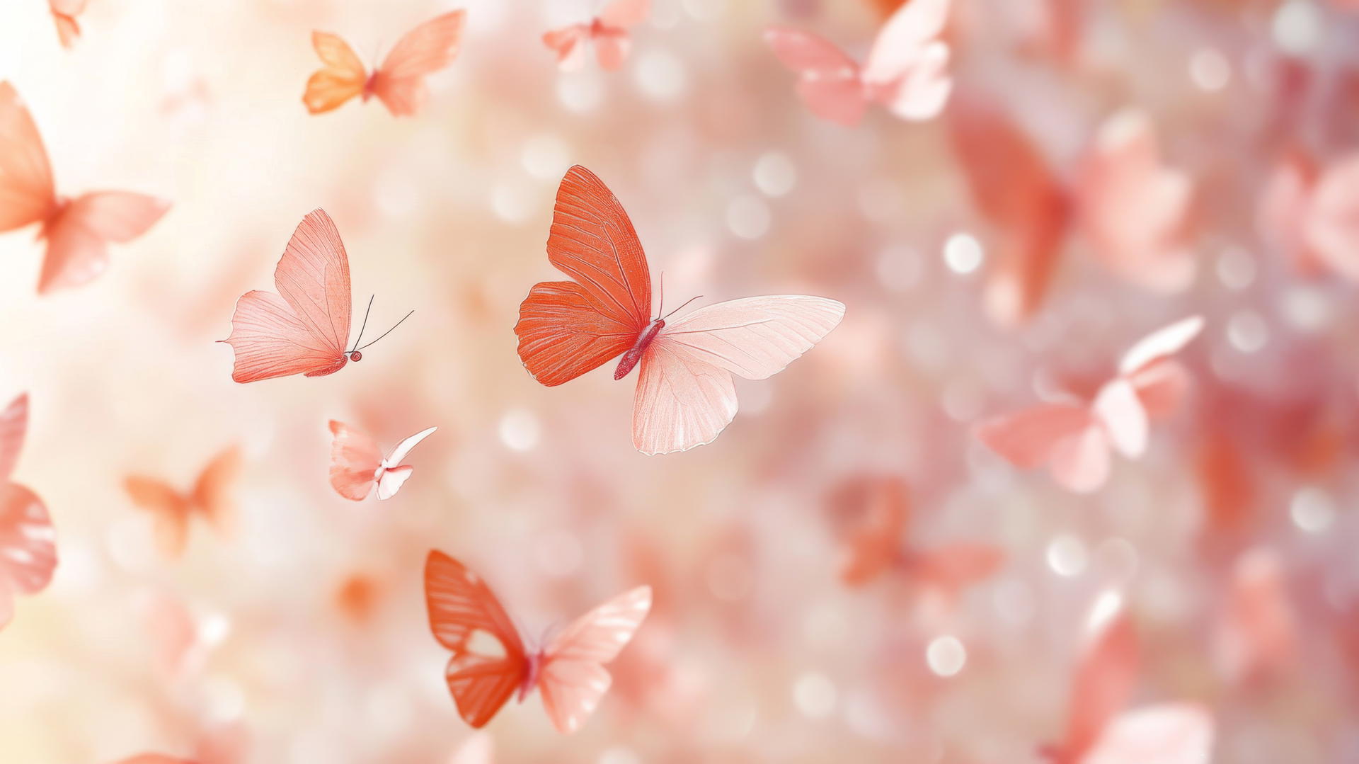 light pink wallpaper with whimsical butterflies on soft pastel background