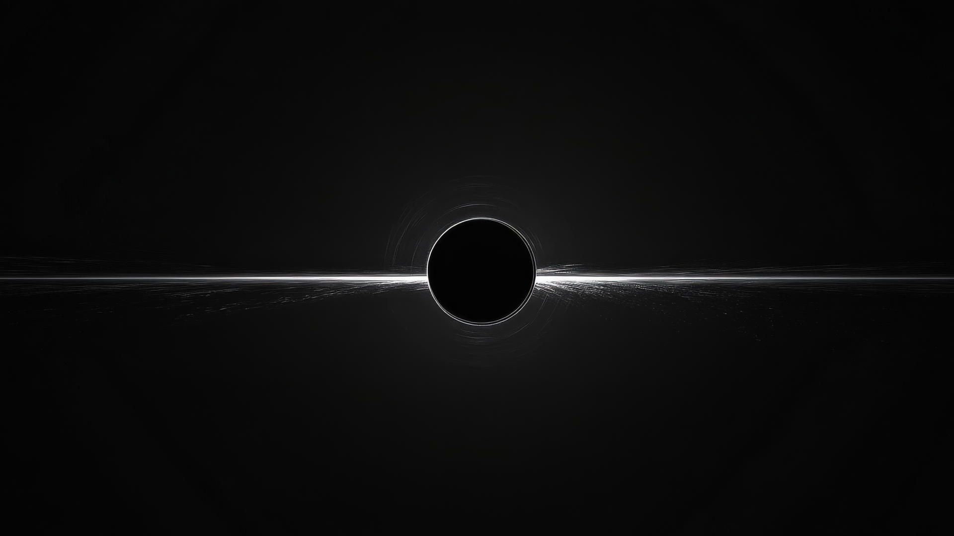 Minimalist black hole wallpaper with clean lines and stark contrast.