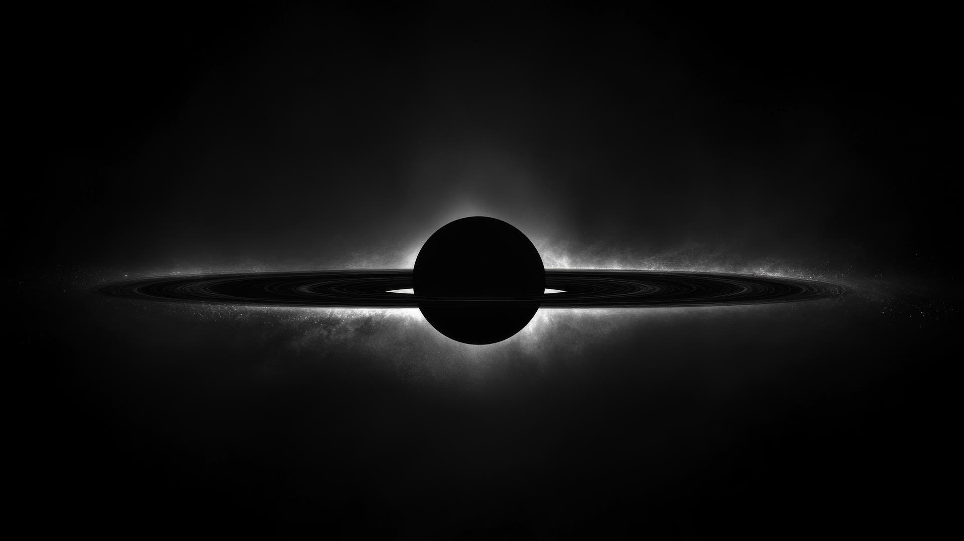 black hole wallpaper with clean lines representing event horizon