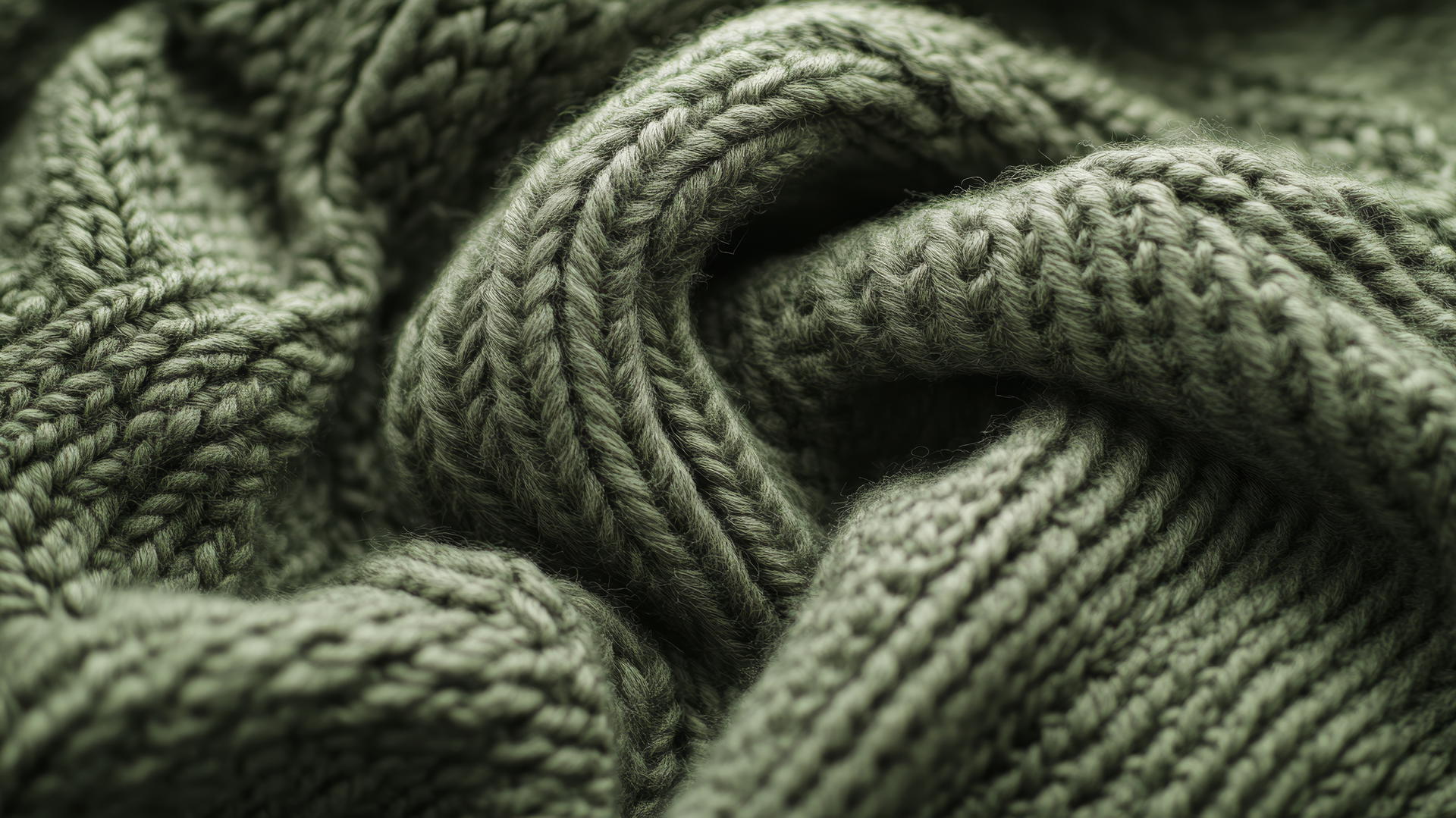 Sage green aesthetic wallpaper with knit texture and subtle shadows.