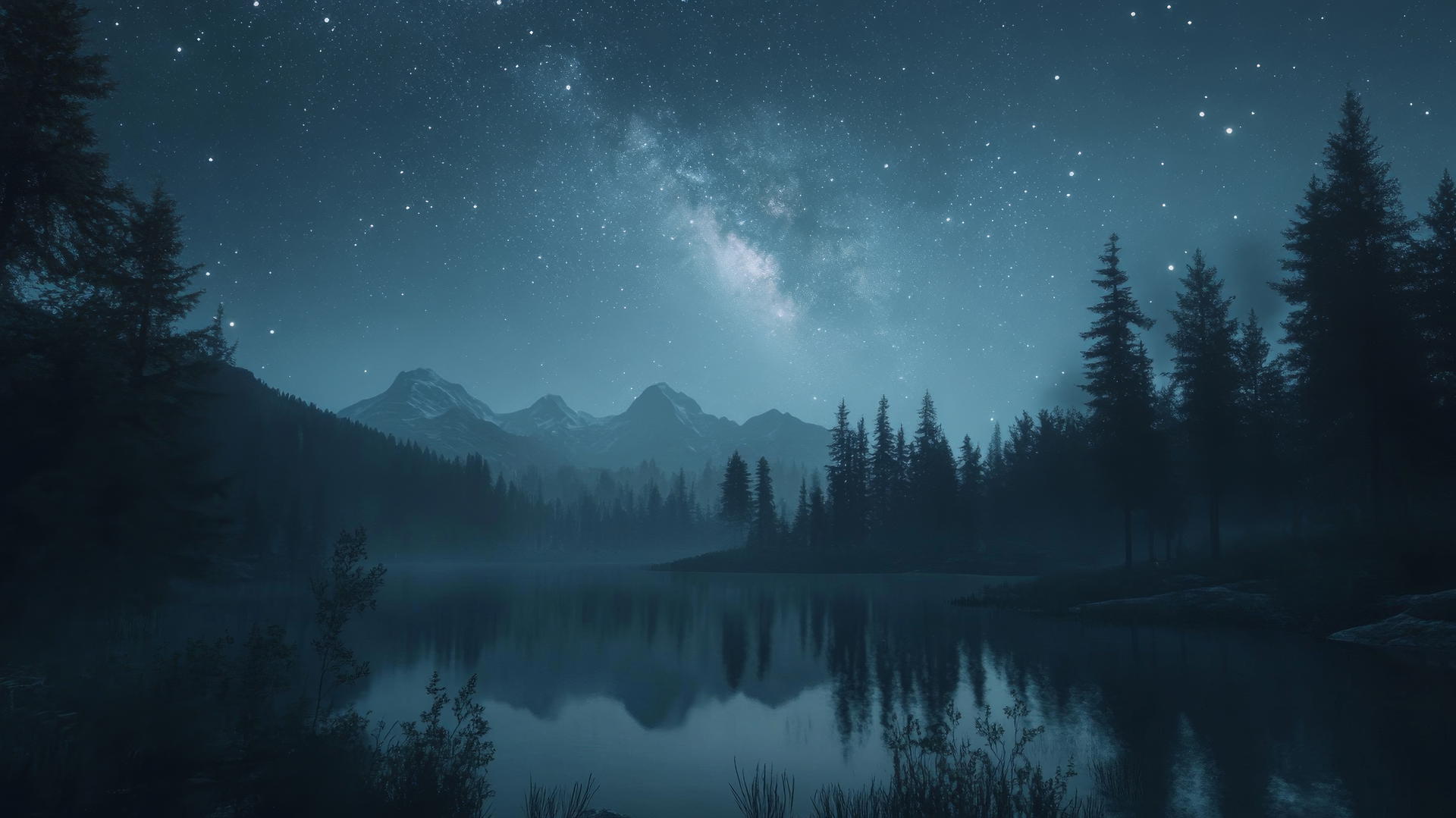 beautiful nature wallpaper 4k with stars over a serene forest