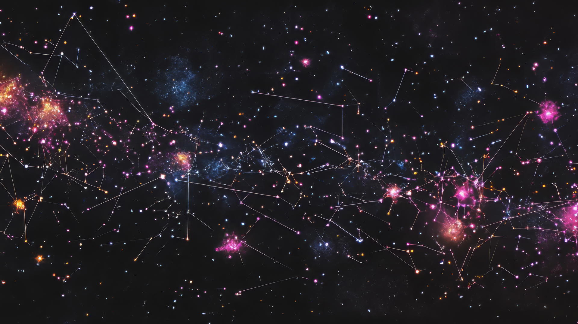 star wallpaper y2k with neon star clusters and pixelated shooting stars on a black digital background