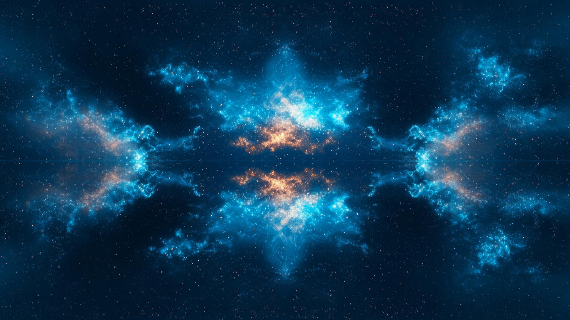 Dark blue aesthetic wallpaper with a galaxy reflected in water