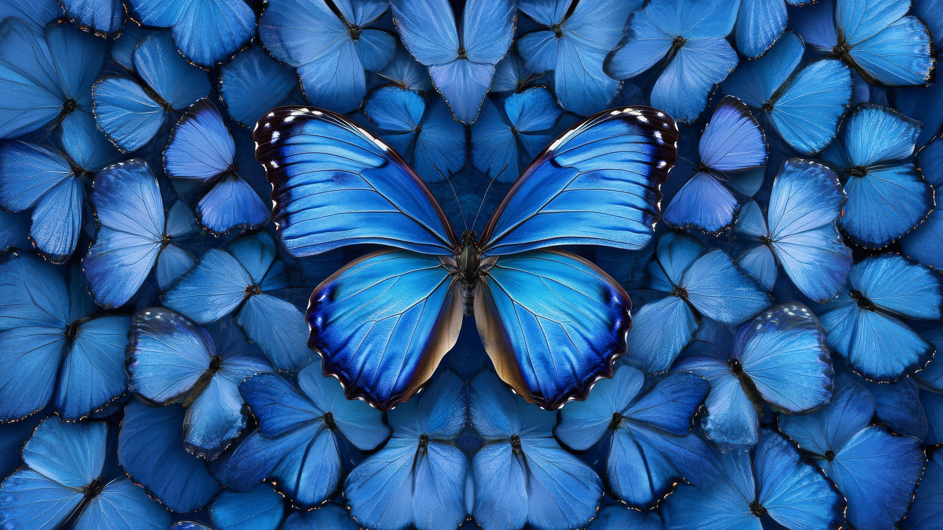 blue butterfly wallpaper with mandala circular design