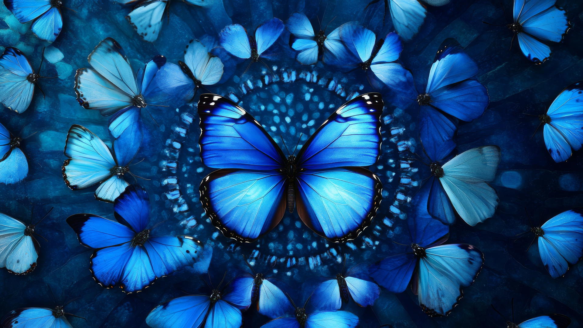 blue butterfly wallpaper with mandala design