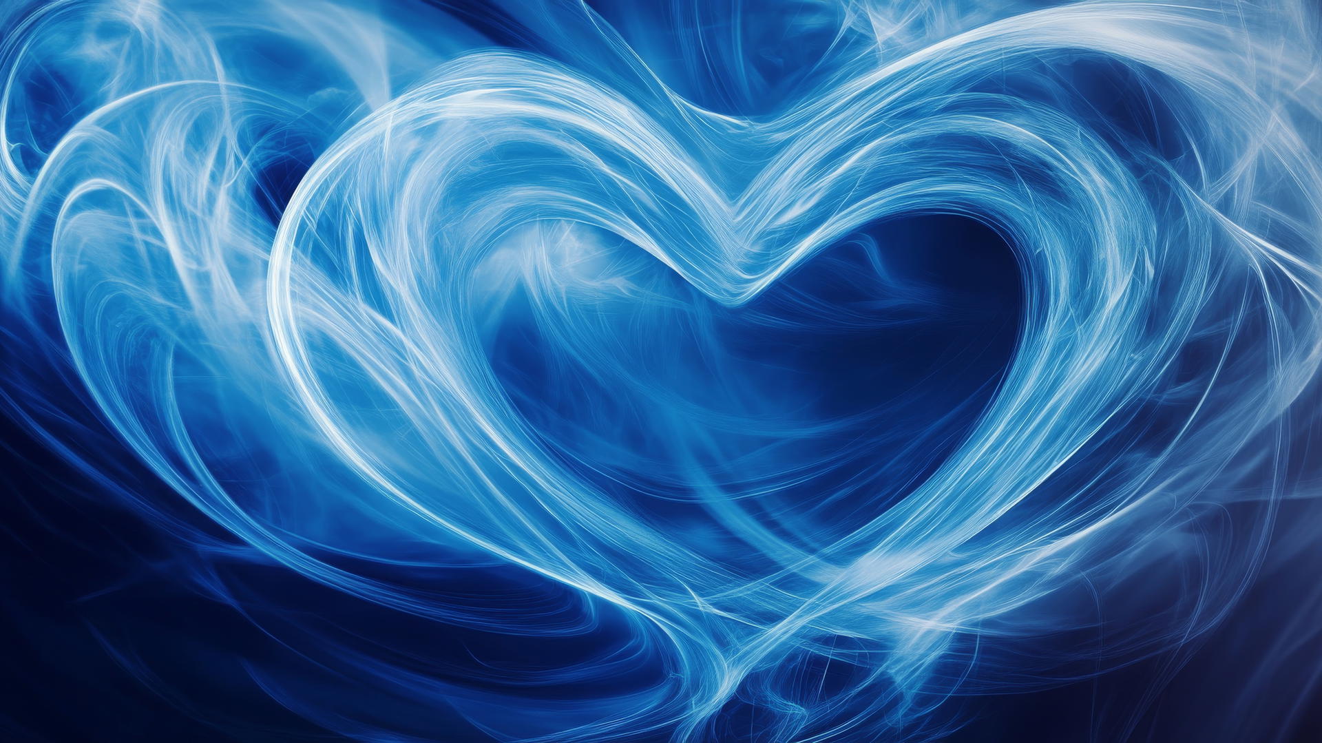 Abstract blue heart swirls wallpaper with soft lines and gradients
