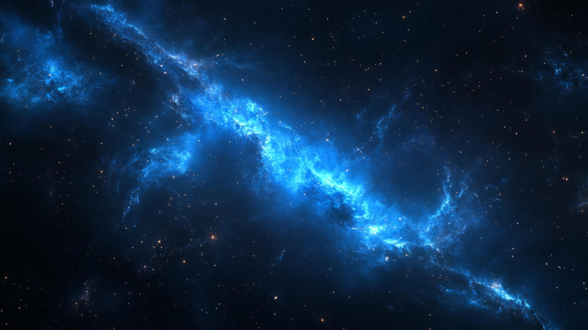 black and blue wallpaper with a cosmic nebula against a deep black space background filled with stars
