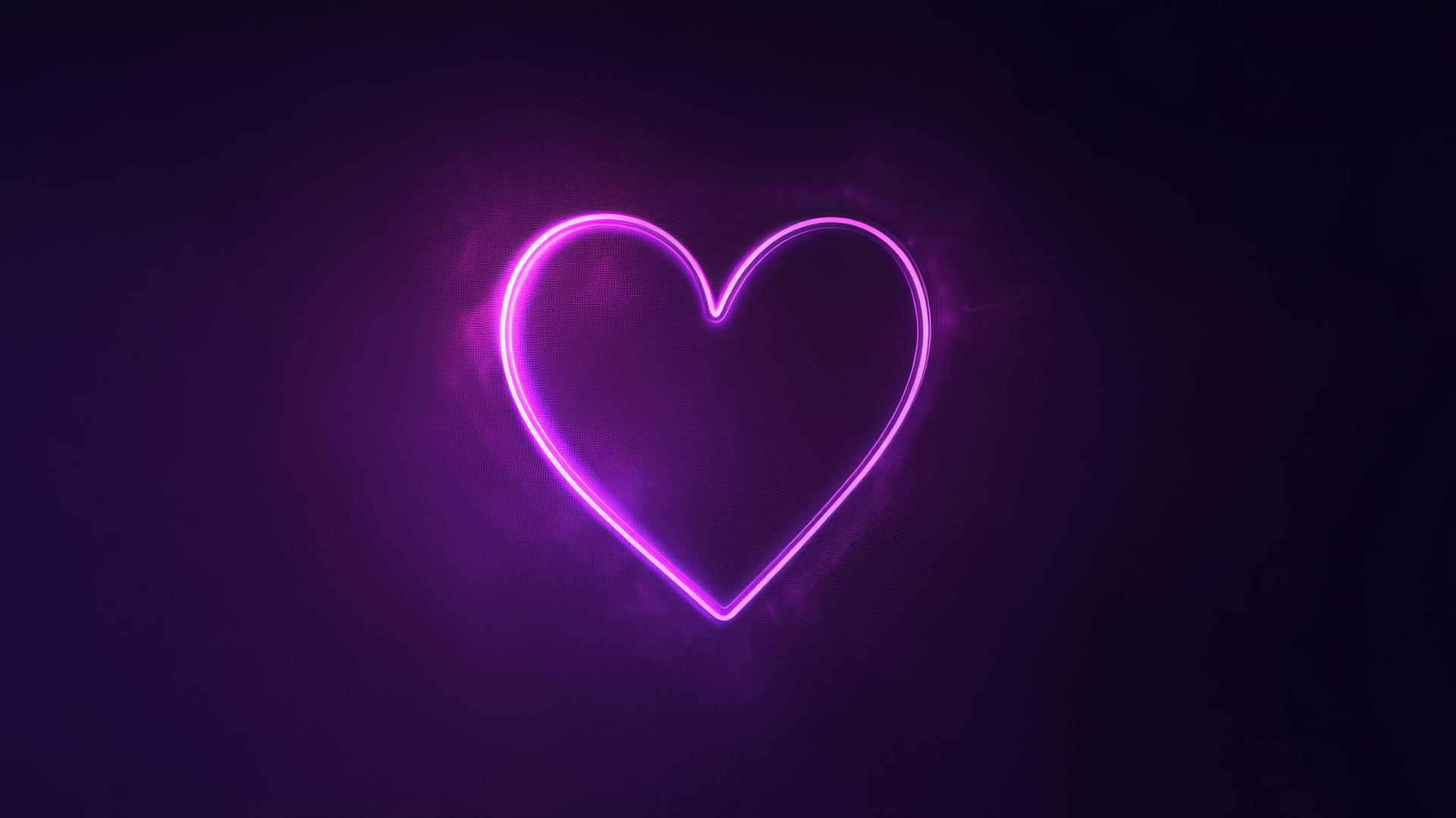 purple heart wallpaper with a simple neon purple heart on dark violet background