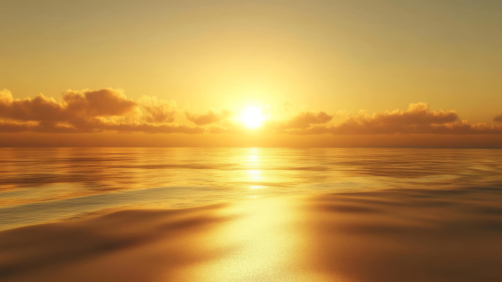 golden sunset beach wallpaper with smooth sands and warm glow on the water