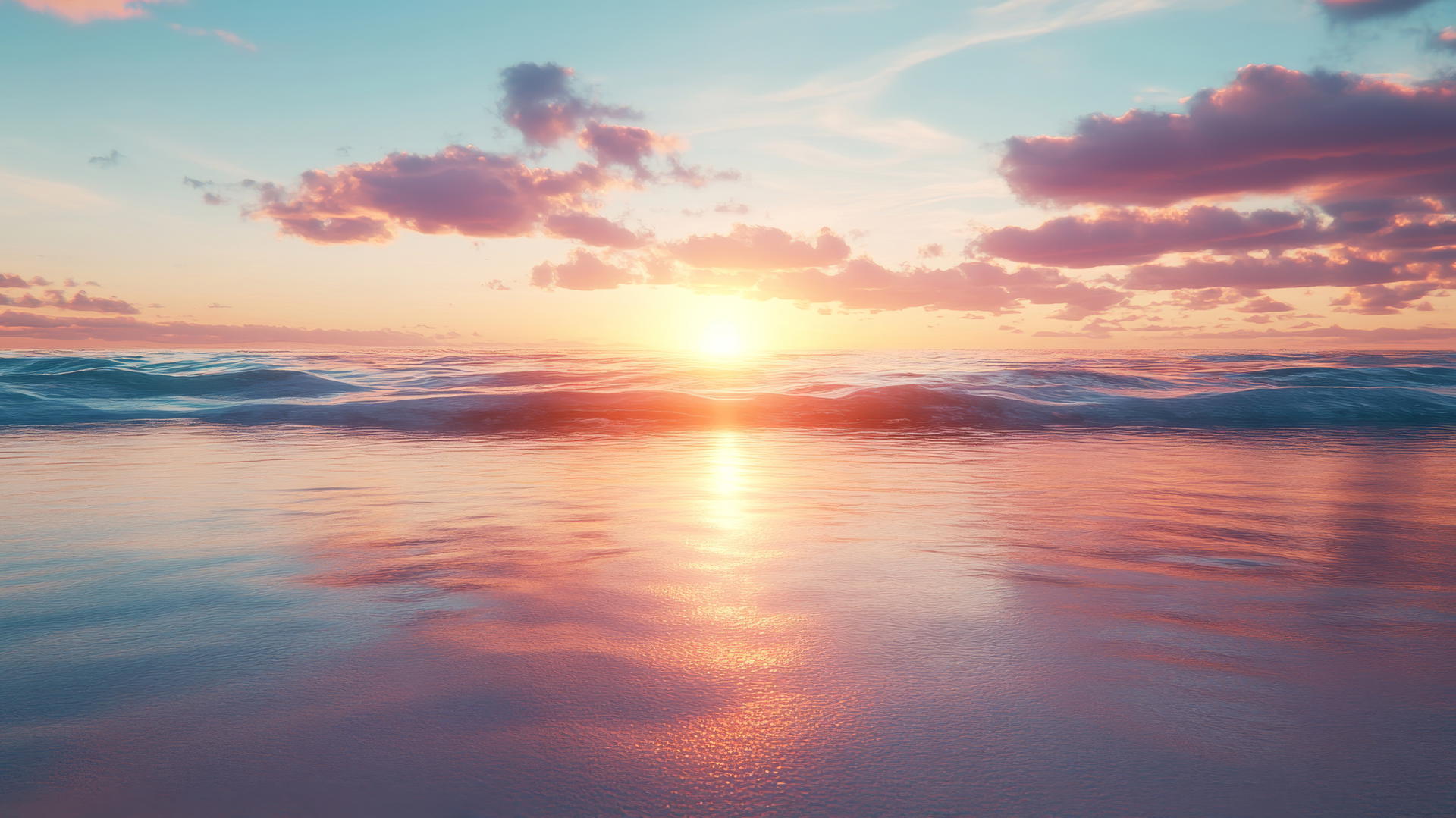 beach wallpaper 4k with detailed sunset, shimmering water, and sandy shore