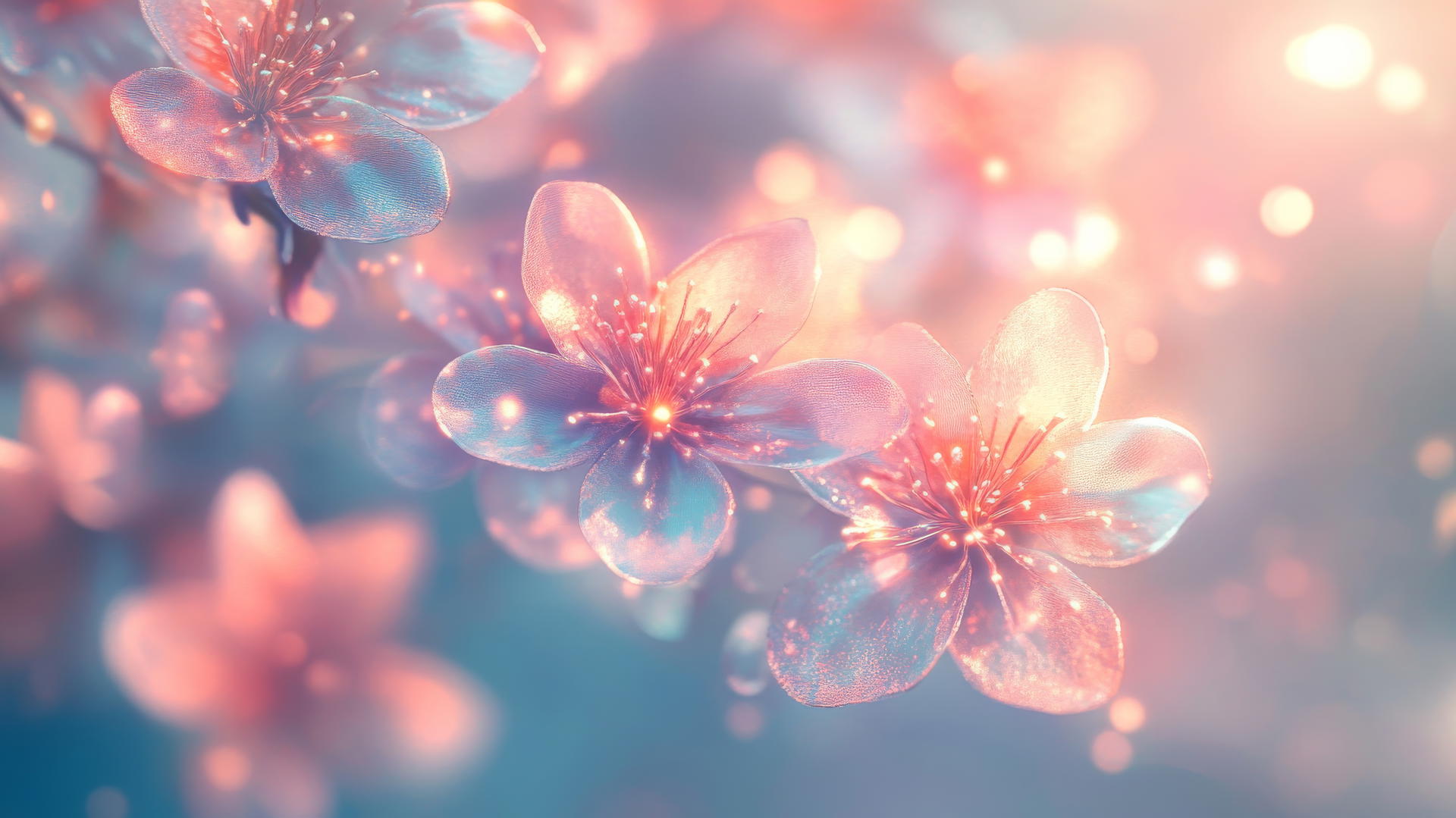 spring aesthetic wallpaper with intricate floral patterns and glowing light effects