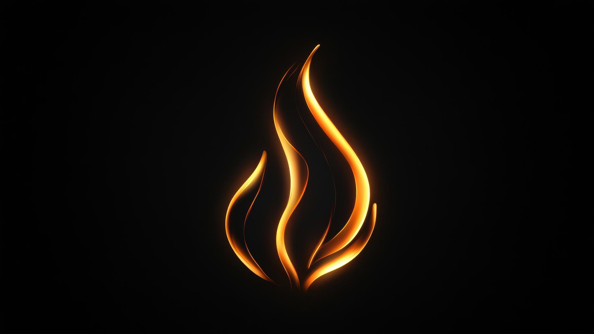 Black flame outline with neon edges on dark background