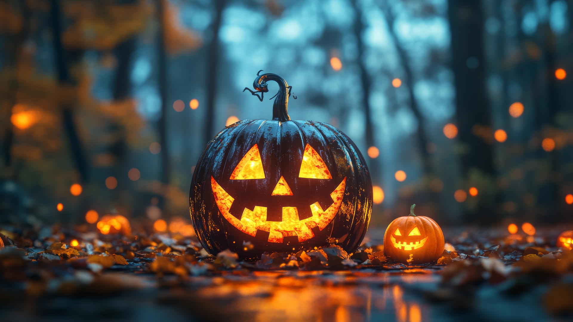 Halloween gnomes in costumes with happy greeting