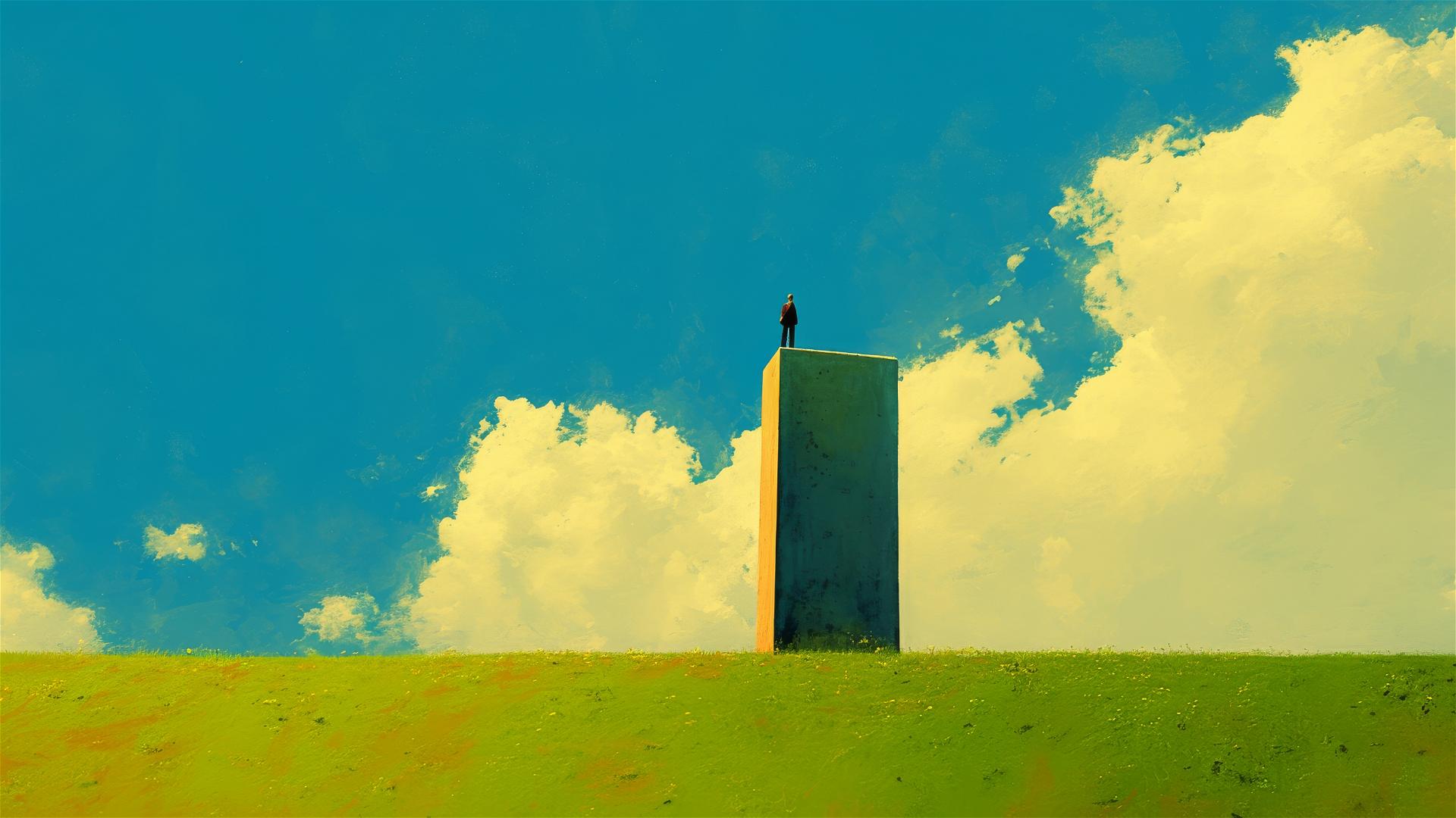 1990s Dali-inspired surrealist photo of a minimalist playing field.