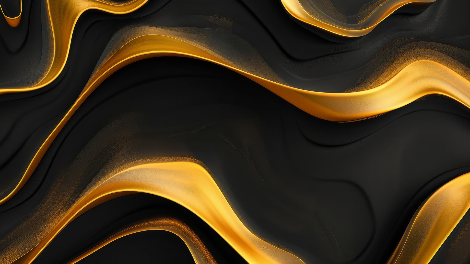 Elegant black and mustard flowing shapes on iPhone background