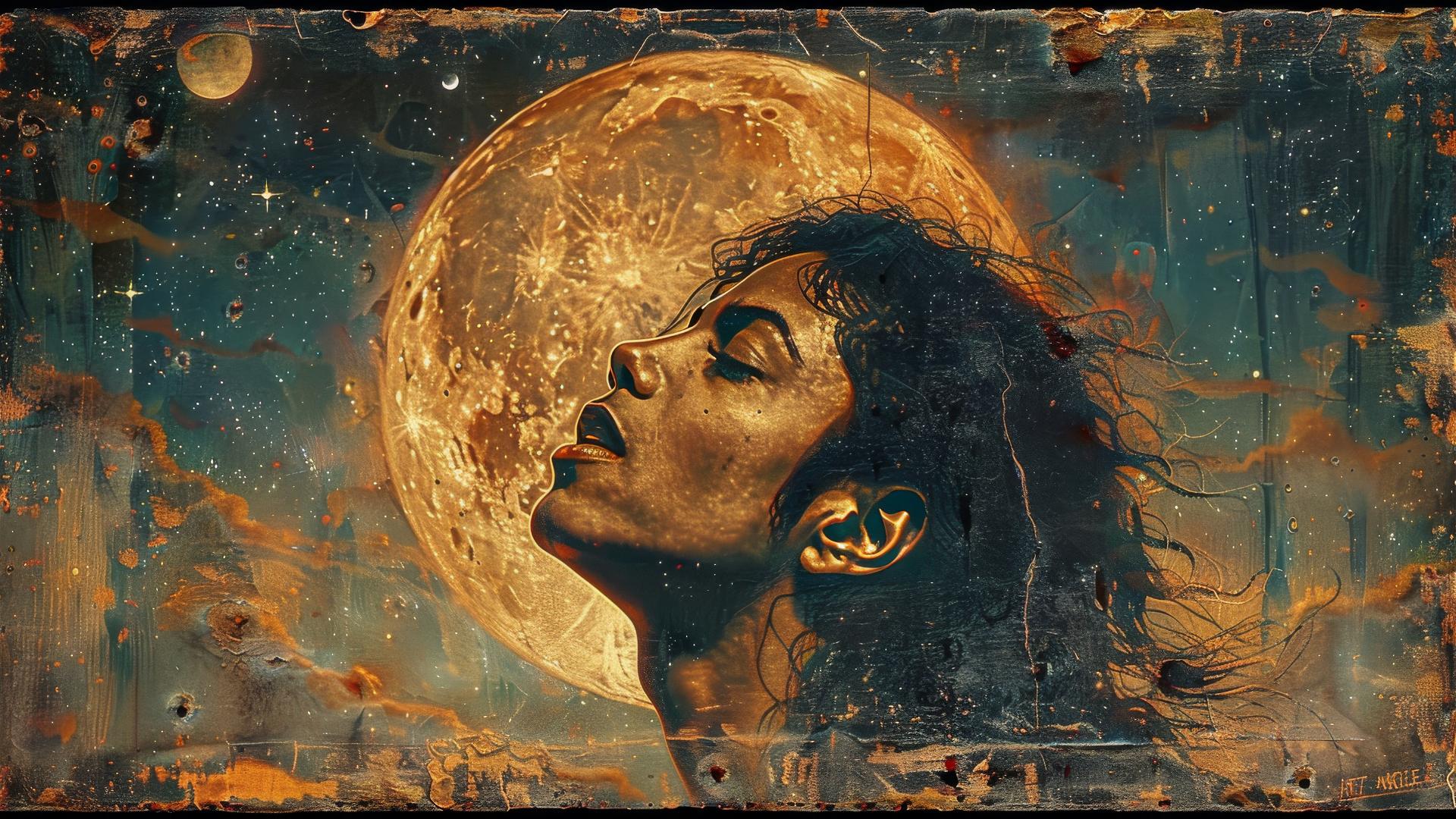Michael Jackson moonwalking on an old card in a fantastic realism style
